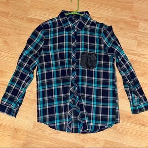 Forever21 Faux Leather Patch Flannel